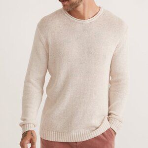 Marine Layer Oatmeal Sterling Cotton/Linen Roll Neck Sweater